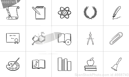 Image of Education hand drawn sketch icon set.