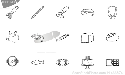 Image of Food hand drawn sketch icon set.