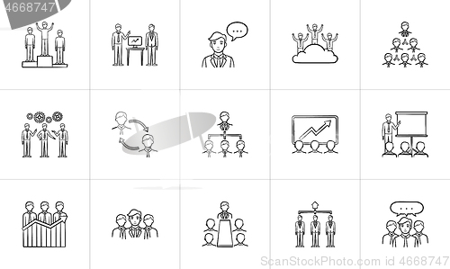 Image of Business hand drawn sketch icon set.