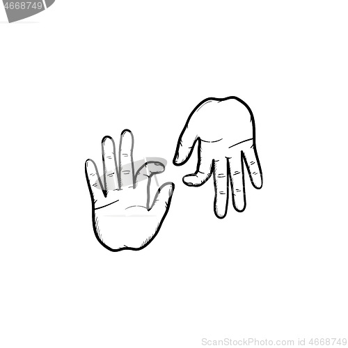 Image of Deaf language hand drawn outline doodle icon.
