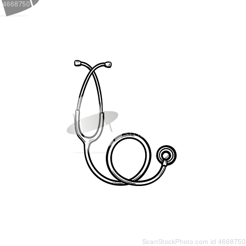 Image of Stethoscope hand drawn outline doodle icon.