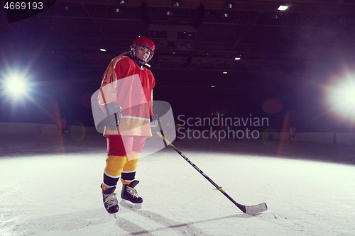 Image of teen girl  ice hockey player portrait