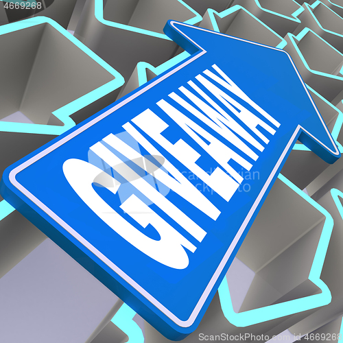 Image of Giveaway word with blue arrow