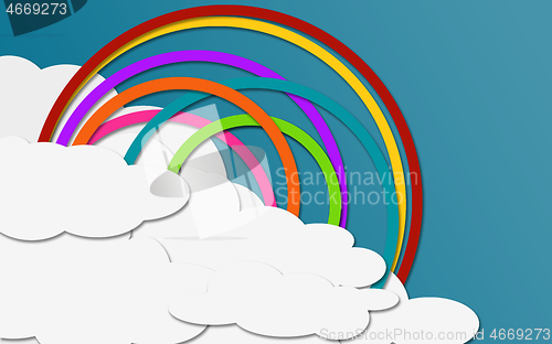 Image of Rainbow on the sky in paper craft style