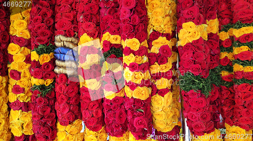 Image of Indian colorful flower on street market in Singapore