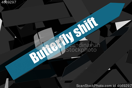 Image of Butterfly shift word on the blue arrow