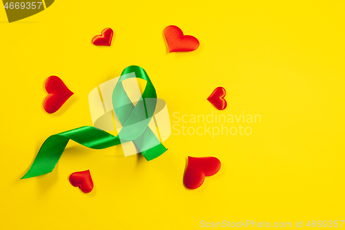 Image of Liver Cancer and Hepatitis B - HVB Awareness month ribbon, Emerald Green or Jade ribbon