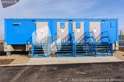 Image of Industrial electrical transformer substation at the facility under construction