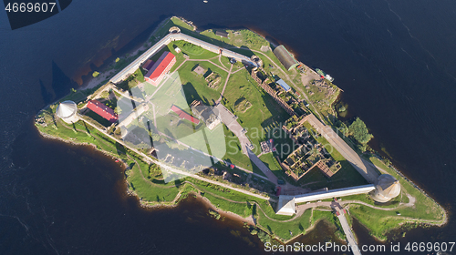 Image of Aerial top view on fortress Oreshek