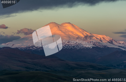 Image of Elbrus at sunrise in Caucasus mountains