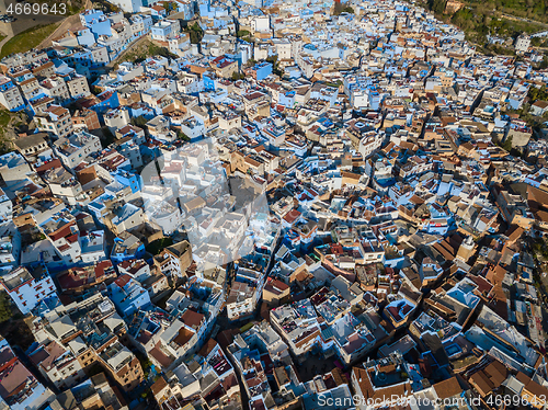 Image of Aerial of famous blue city Chefchaouen