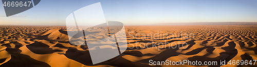 Image of Aerial panorama in Sahara desert at sunrise