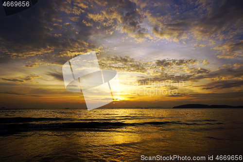 Image of beautiful colorful dramatic sea sunset