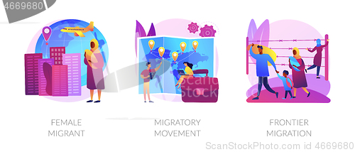 Image of Refugees of war and gender discrimination abstract concept vector illustrations.