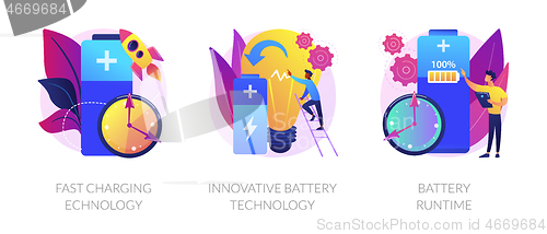 Image of New battery life engineering vector concept metaphors.