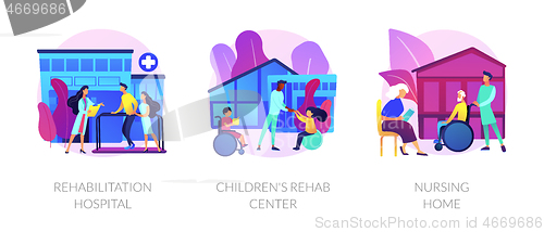 Image of Rehabilitation service and support vector concept metaphors.