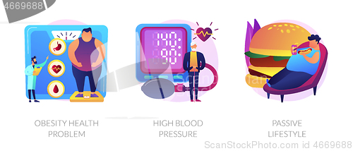 Image of Overweight consequences and treatment vector concept metaphors.