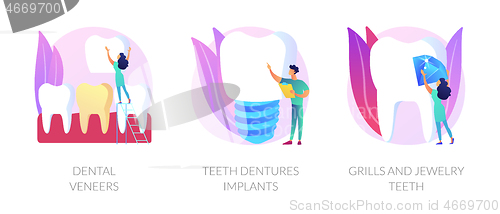 Image of Dental prosthetics vector concept metaphors.