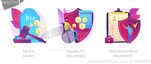 Image of Workers social security policies vector concept metaphors