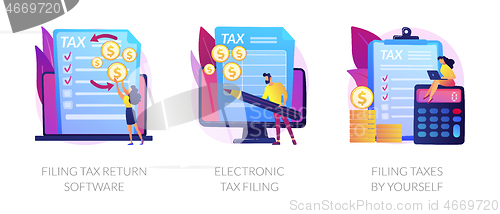 Image of Filing tax return software vector concept metaphors.