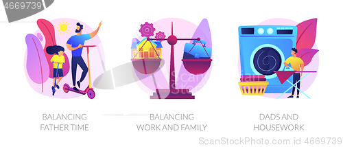 Image of Father career and family balance abstract concept vector illustrations.