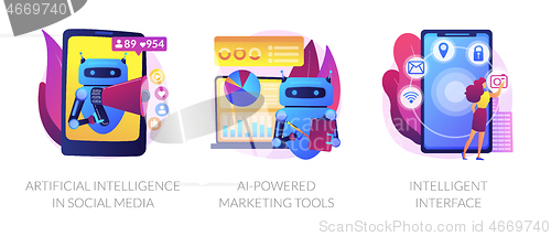 Image of Artificial intelligence in business vector concept metaphors.