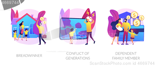 Image of Traditional gender and social roles abstract concept vector illustrations.