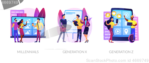 Image of Generational change abstract concept vector illustrations.