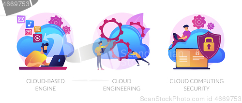 Image of Cloud engineering services vector concept metaphors.