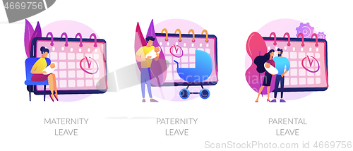 Image of Pregnancy, childbirth and newborn care vacation time vector concept metaphors