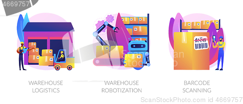 Image of Manufacture management and modern technology implementation abstract concept vector illustrations.