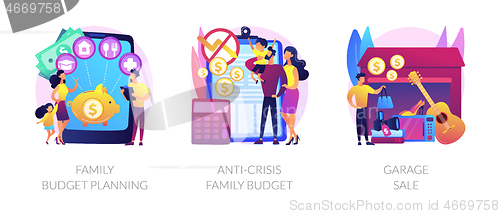 Image of Family budget planning abstract concept vector illustrations.