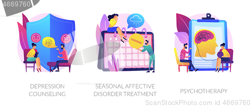 Image of Mental disorder treatment vector concept metaphors.