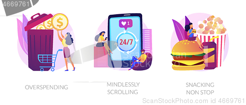 Image of Bad habits vector concept metaphors.