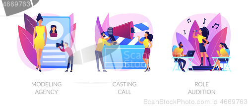 Image of Fashion and movie industry abstract concept vector illustrations.