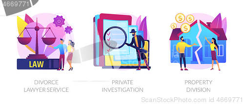 Image of Legal service and investigation abstract concept vector illustrations.