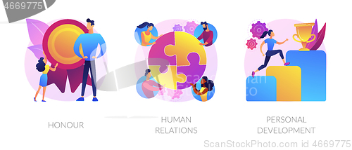 Image of Personal achievement and employees training abstract concept vector illustrations.
