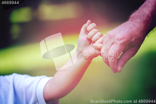 Image of grandfather and child have fun  in park