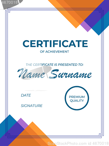 Image of Modern sertificate of appreciation template with geometric style elements. Illustration