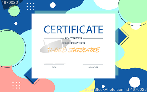 Image of Modern sertificate of appreciation template with geometric style elements. Illustration