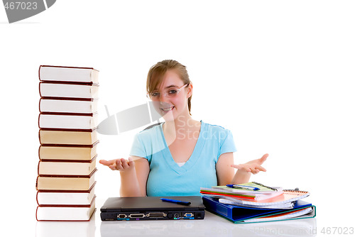 Image of Teenager girl on desk