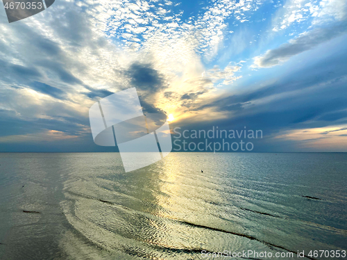 Image of beautiful sunset over the sea