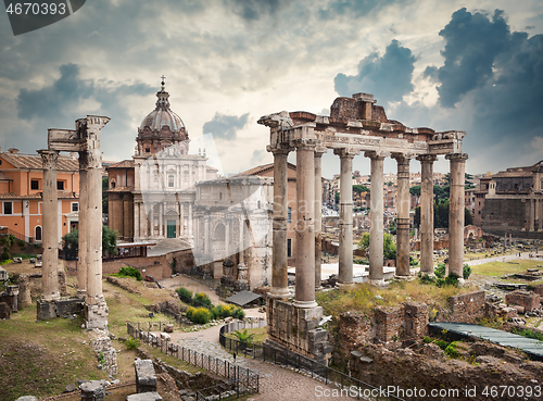 Image of Roman Forum in bad weather