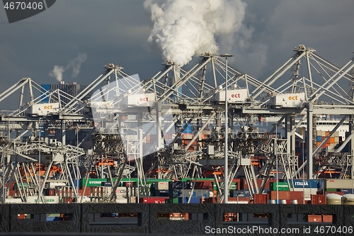 Image of Gantry cranes for cargo containers