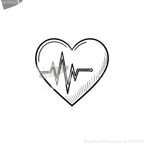 Image of Heart beat rate hand drawn outline doodle icon.