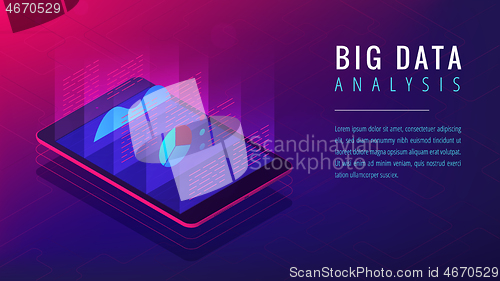 Image of Isometric big data analysis landing page concept.