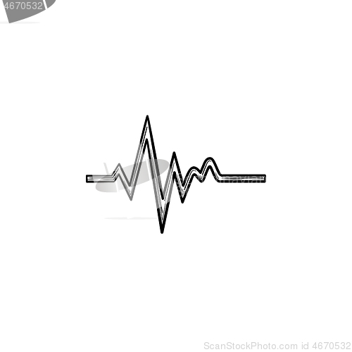 Image of Heatbeat trace on cardiogram hand drawn outline doodle icon.