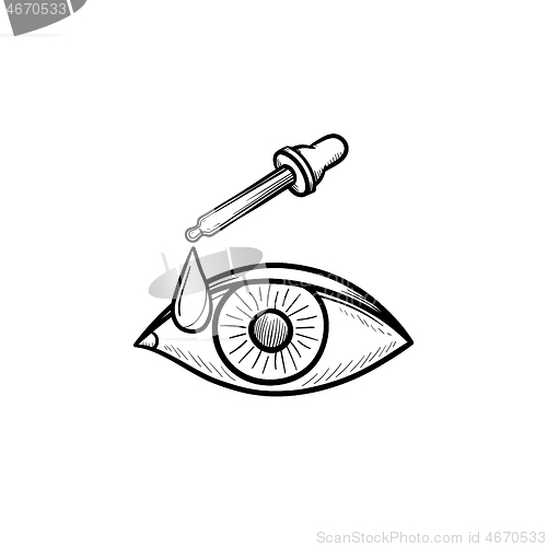 Image of A pipette and eye hand drawn outline doodle icon.