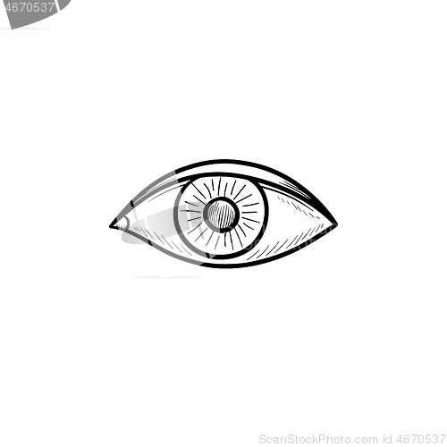 Image of An eye hand drawn outline doodle icon.