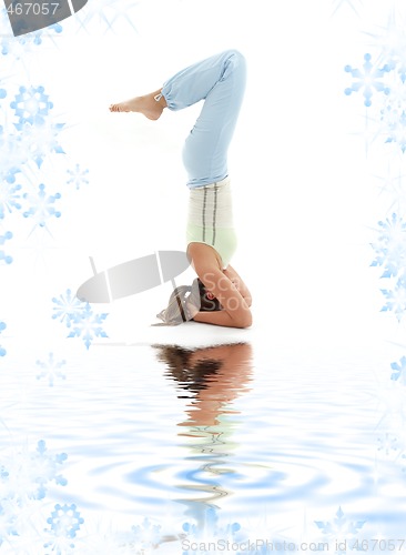 Image of salamba sirsasana supported headstand on white sand